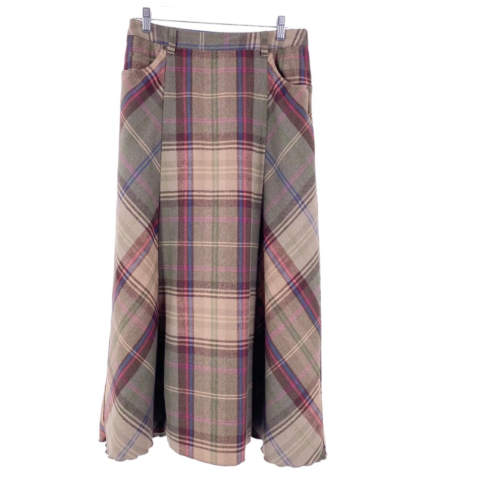 Vintage Liz Claiborne Pencil Maxi Skirt Wool Blend Size 8 Plaid Teacher Modest - Picture 1 of 5